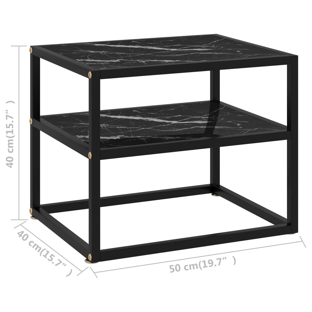 322854 vidaXL Console Table Black 50x40x40 cm Tempered Glass