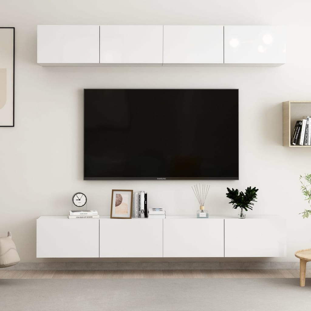 vidaXL TV skříňky 4 ks bílé s vysokým leskem 100x30x30 cm dřevotříska