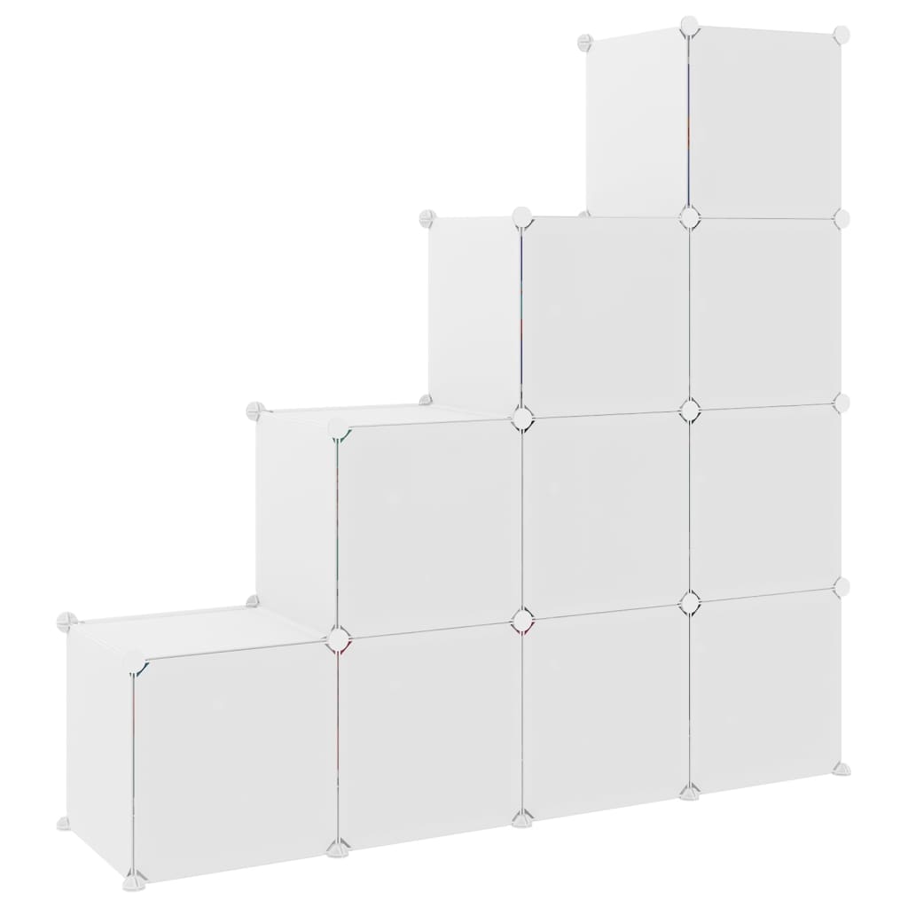 vidaXL Dětská modulární skříň s 10 úložnými boxy bílá PP