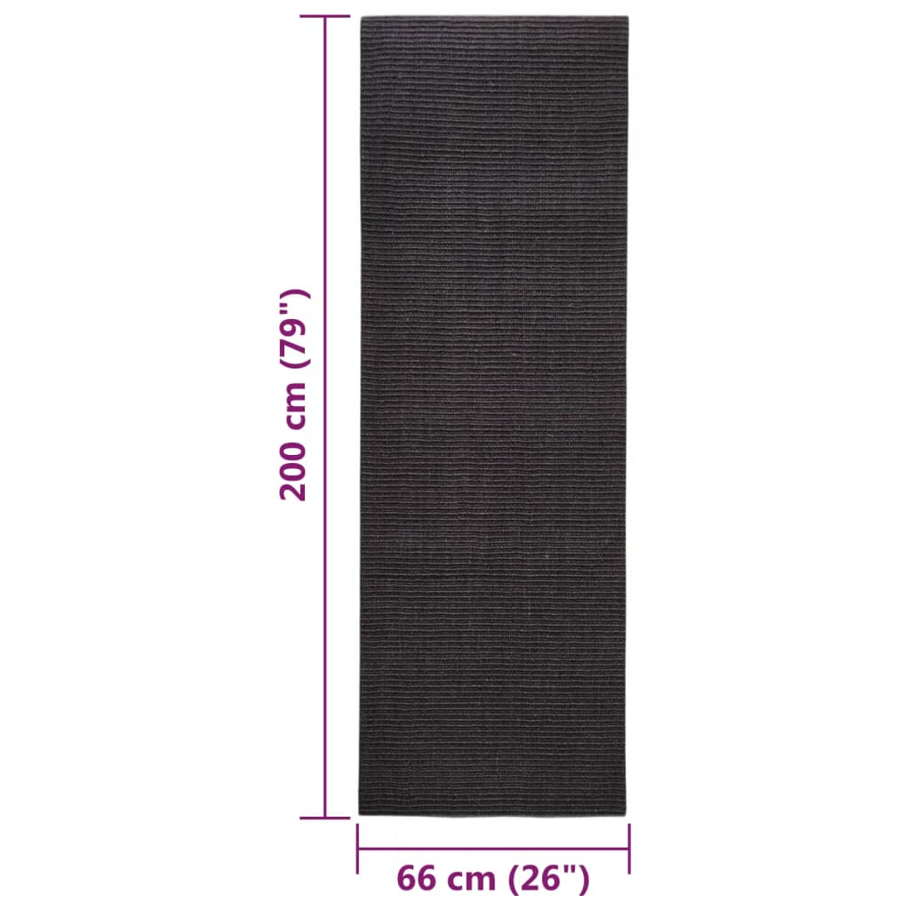 vidaXL Sisalový koberec pro škrabací sloupek černý 66 x 200 cm