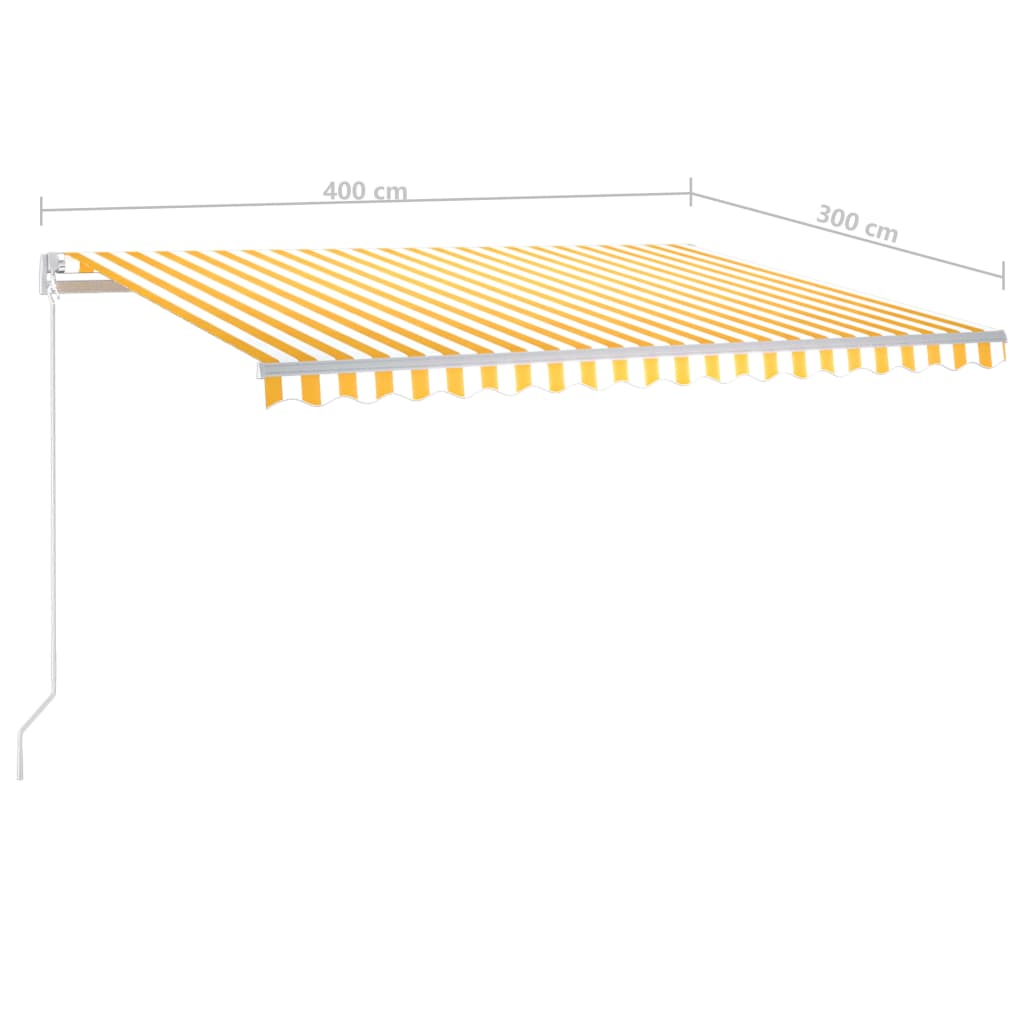 vidaXL Automatická zatahovací markýza se sloupky 4 x 3 m žlutobílá