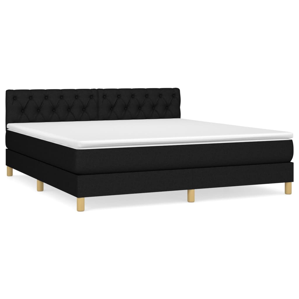 vidaXL Box spring postel s matrací černá 160x200 cm textil