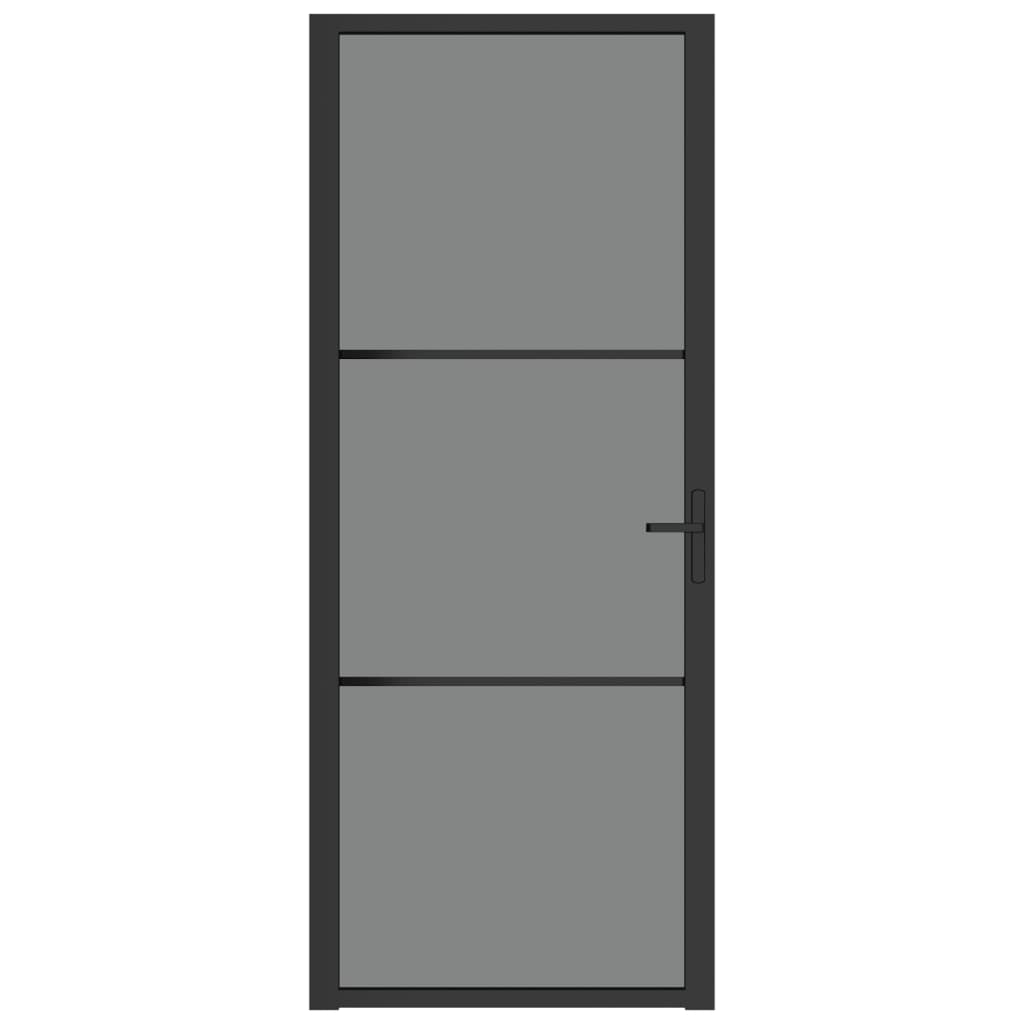 vidaXL Interiérové dveře 83 x 201,5 cm černé ESG sklo a hliník