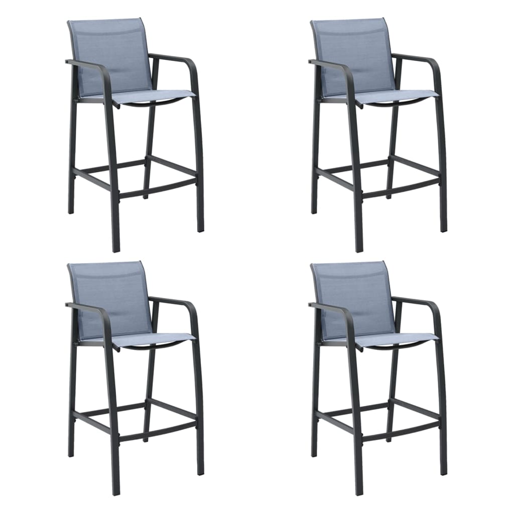 vidaXL Zahradní barové židle 4 ks šedé textilen