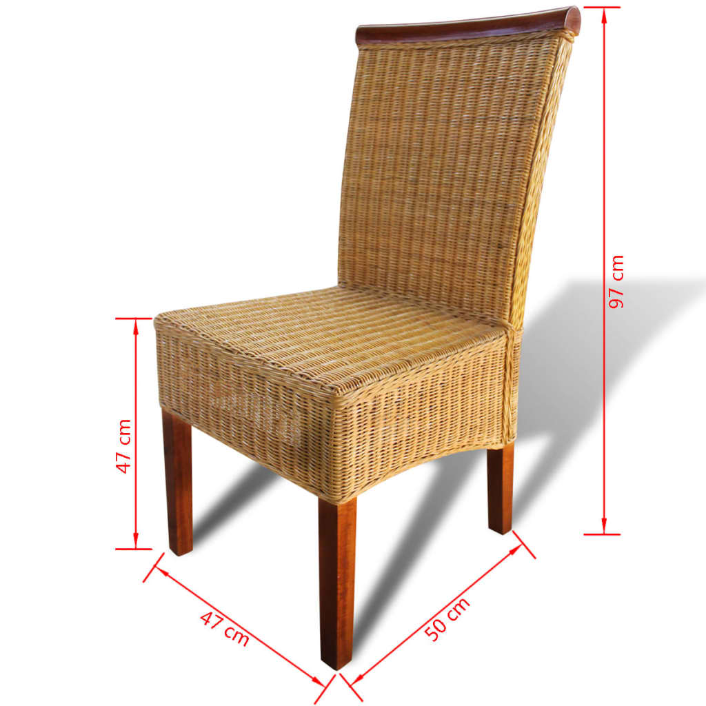 vidaXL Jídelní židle 2 ks hnědé přírodní ratan