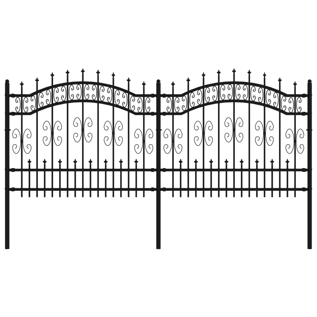 vidaXL Zahradní plot s hroty černý 140 cm práškově lakovaná ocel