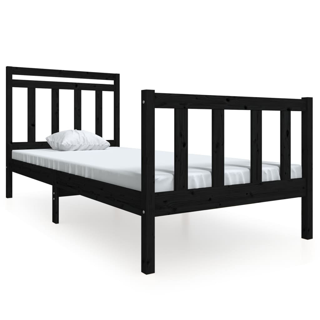 vidaXL Rám postele černý 90 x 190 cm Single masivní dřevo