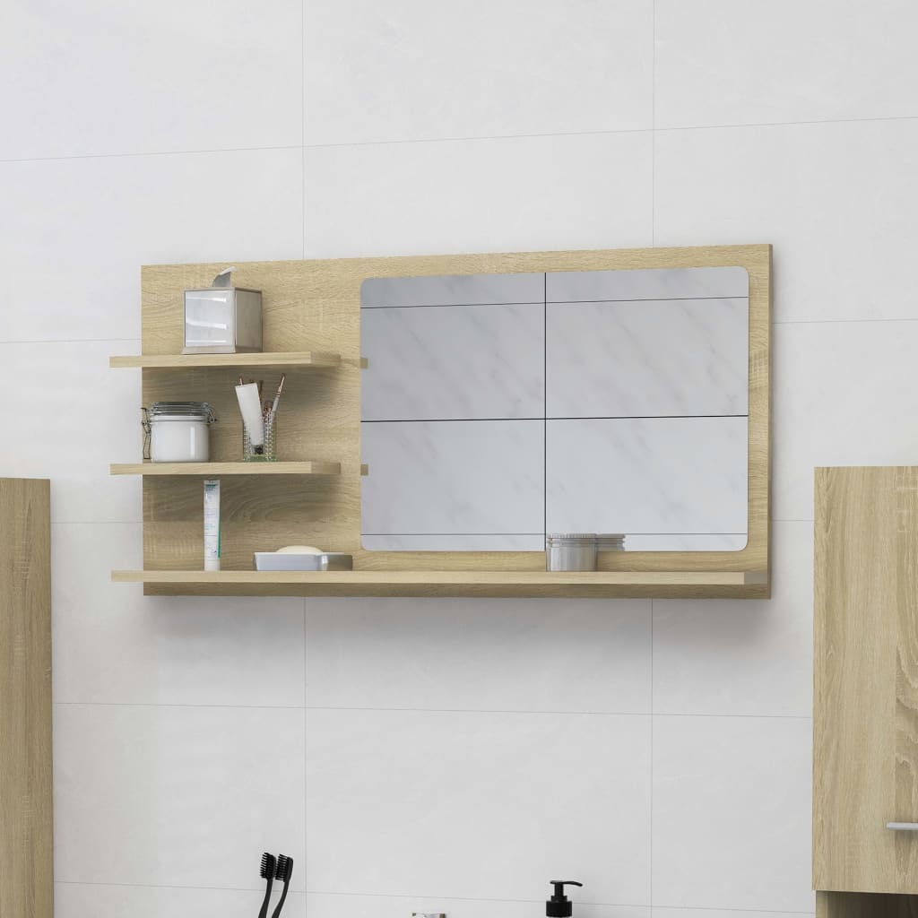 vidaXL Koupelnové zrcadlo dub sonoma 90 x 10,5 x 45 cm dřevotříska