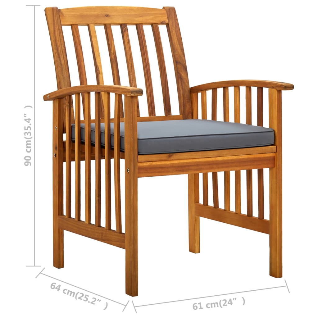 vidaXL Zahradní jídelní židle 3 ks s poduškami masivní akáciové dřevo