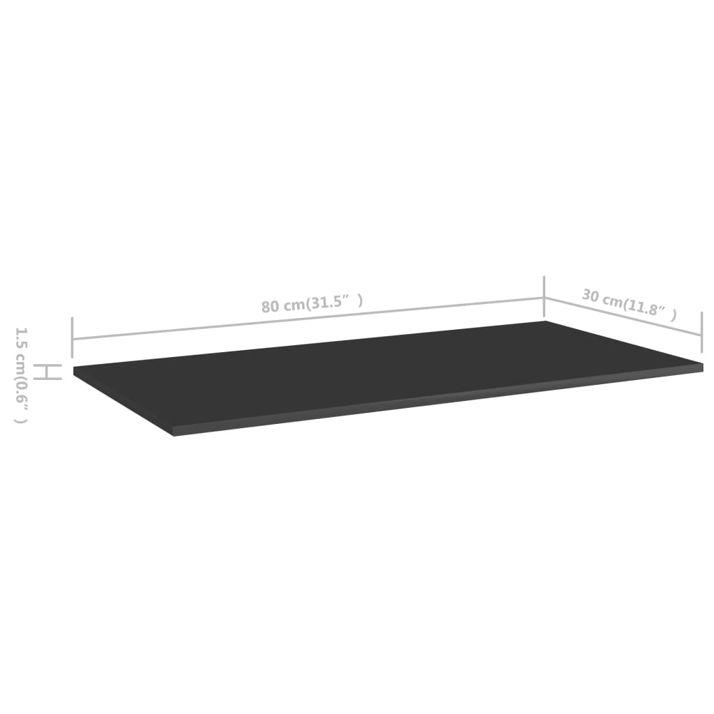 vidaXL Přídavné police 4 ks černé vysoký lesk 80x30x1,5 cm dřevotříska
