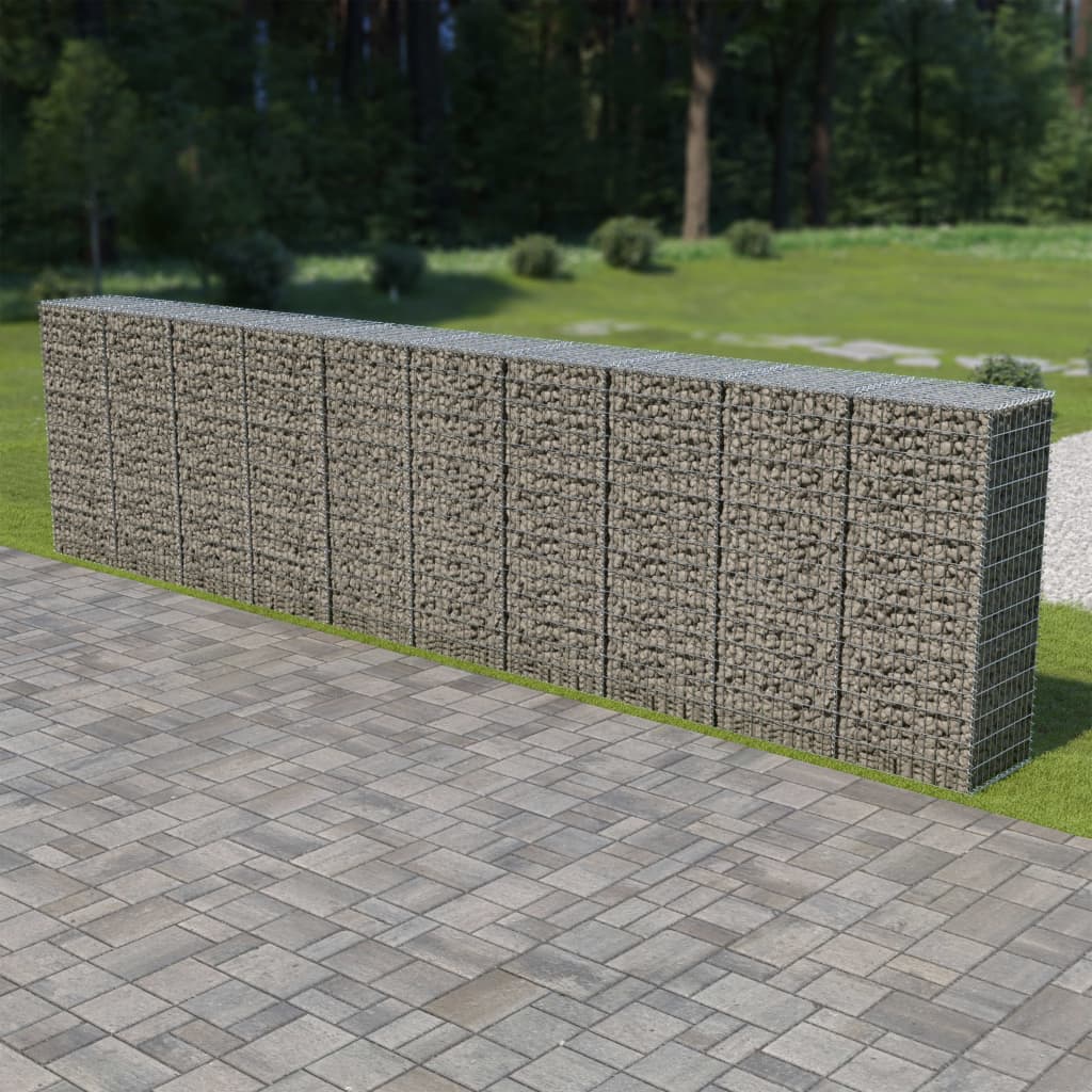 vidaXL Gabionová zeď s víky z pozinkované oceli 600 x 50 x 150 cm