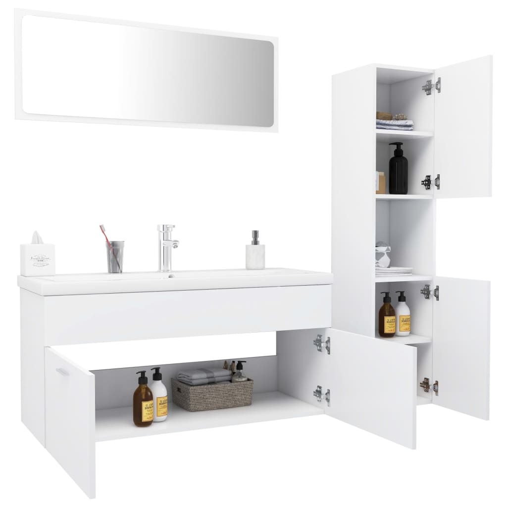vidaXL Set koupelnového nábytku bílý dřevotříska