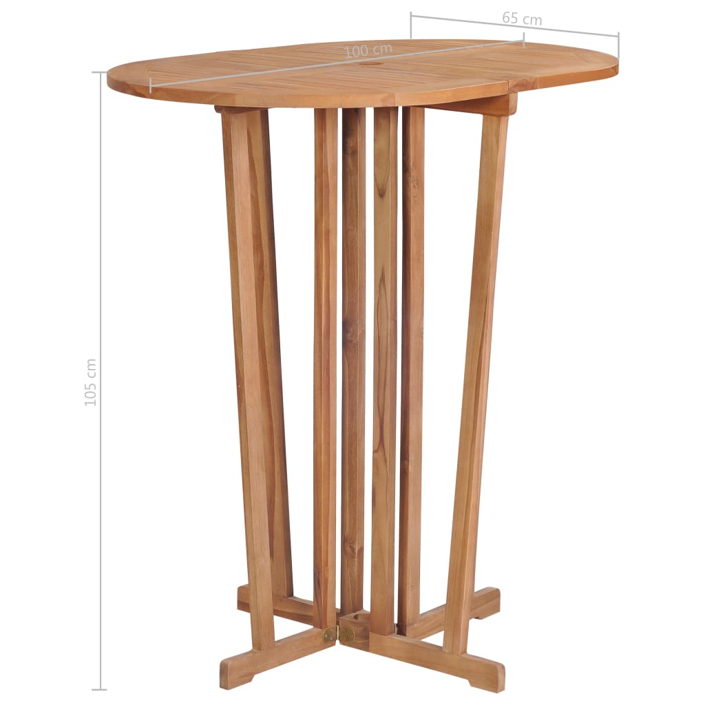 vidaXL Skládací barový stůl 100 x 65 x 105 cm masivní teakové dřevo