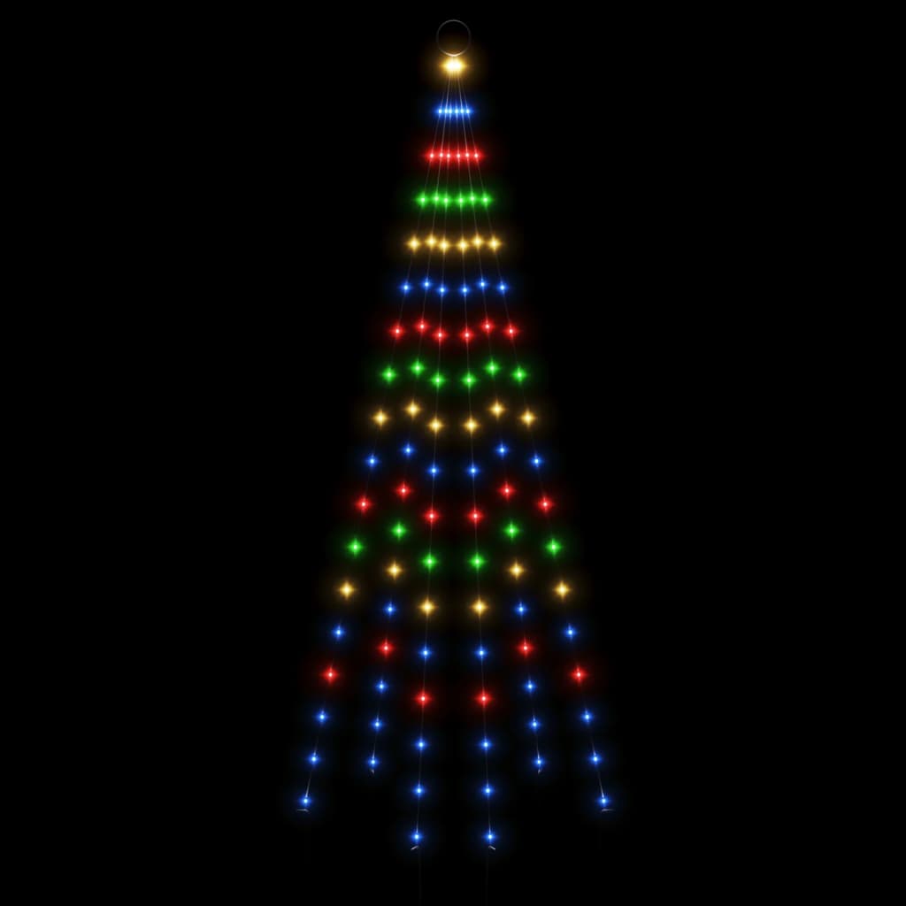 vidaXL Vánoční stromek na stožár 108 barevných LED diod 180 cm