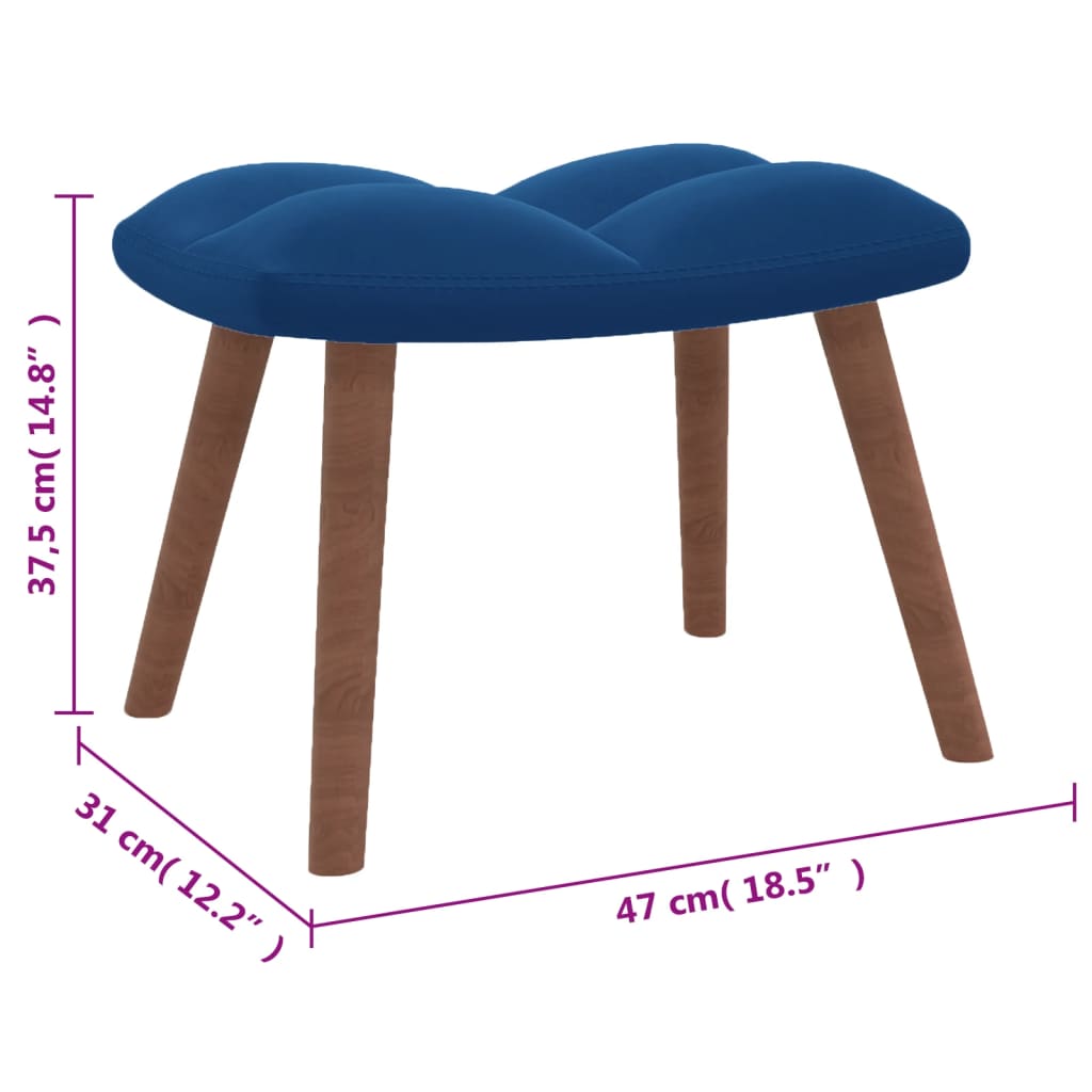 vidaXL Houpací křeslo se stoličkou modré samet