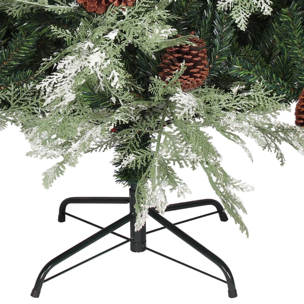 vidaXL Vánoční stromek se šiškami zelenobílý 195 cm PVC a PE