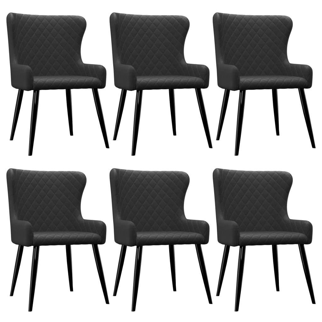 vidaXL Jídelní židle 6 ks černé textil