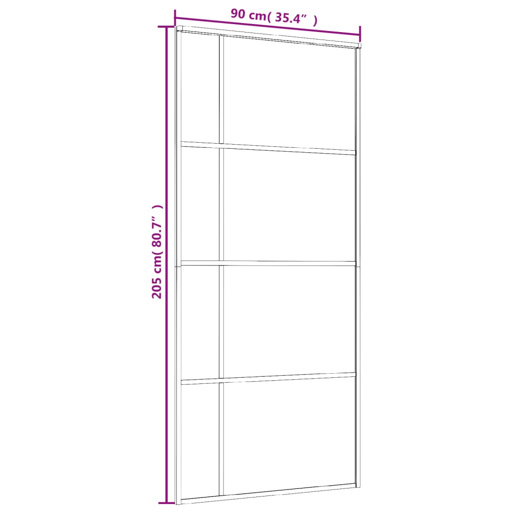 vidaXL Posuvné dveře ESG sklo a hliník 90 x 205 cm černé