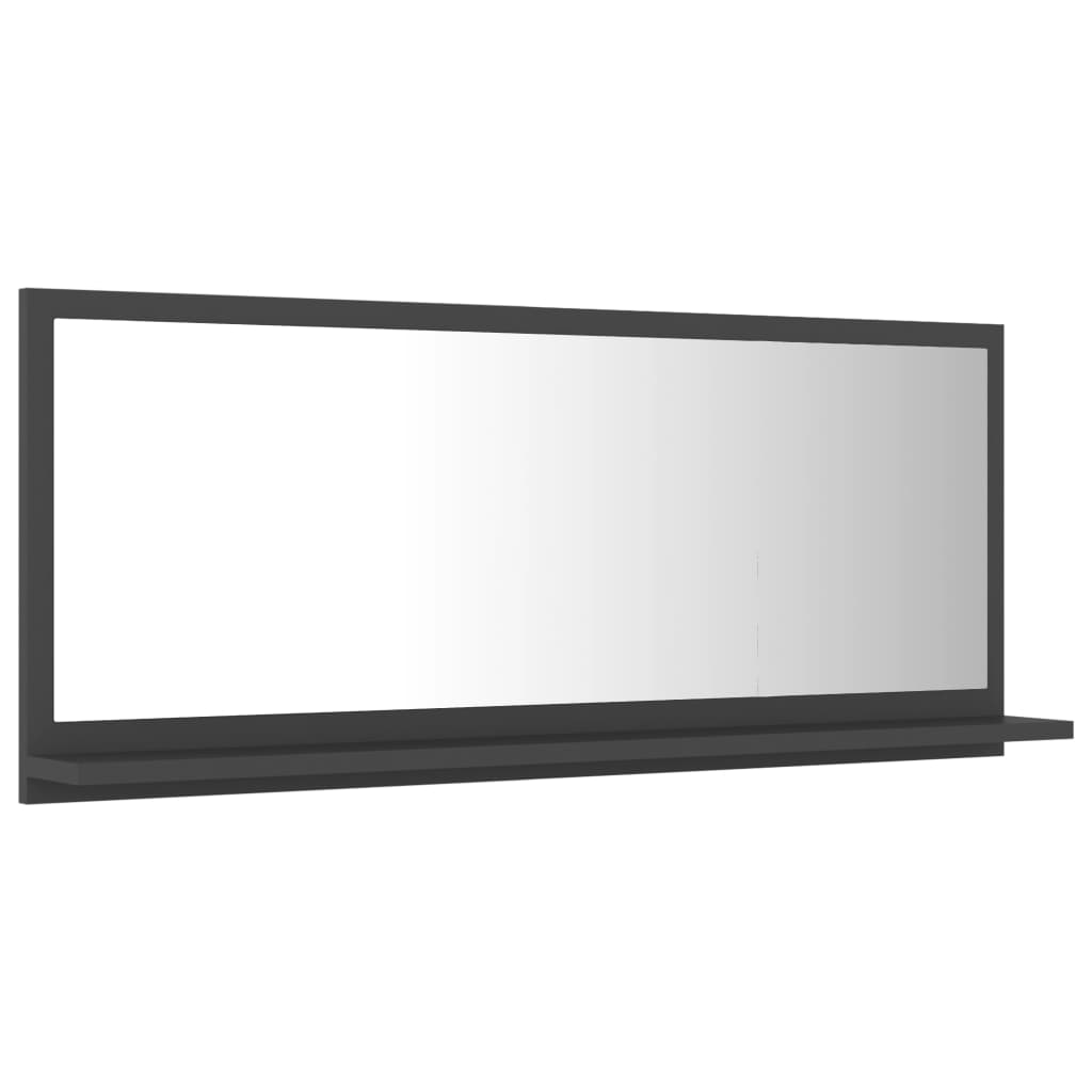 vidaXL Koupelnové zrcadlo šedé 90 x 10,5 x 37 cm dřevotříska