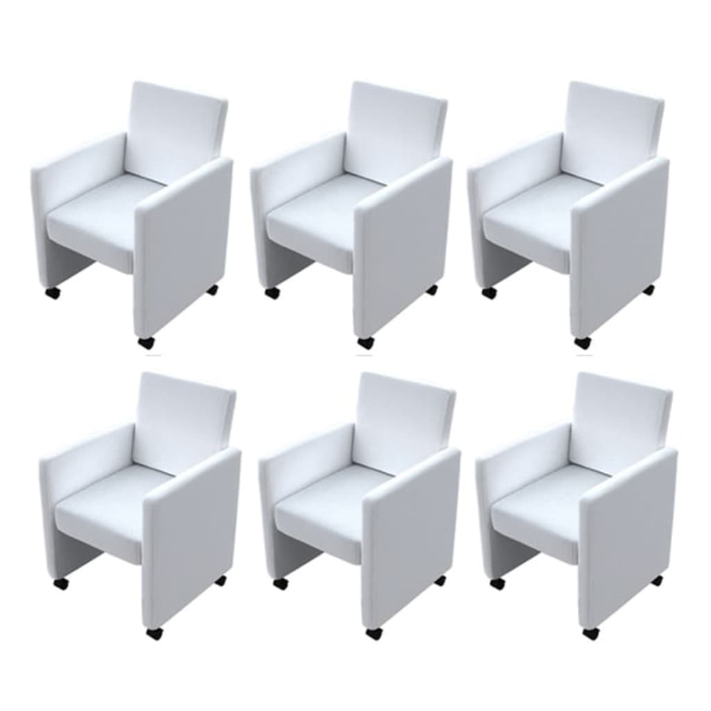 vidaXL Jídelní židle 6 ks bílé umělá kůže