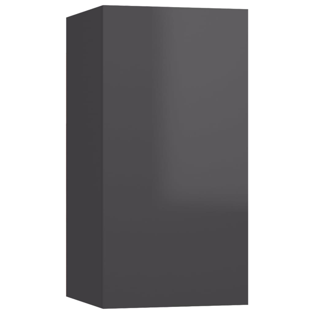 vidaXL 8dílný set TV skříněk šedý s vysokým leskem dřevotříska