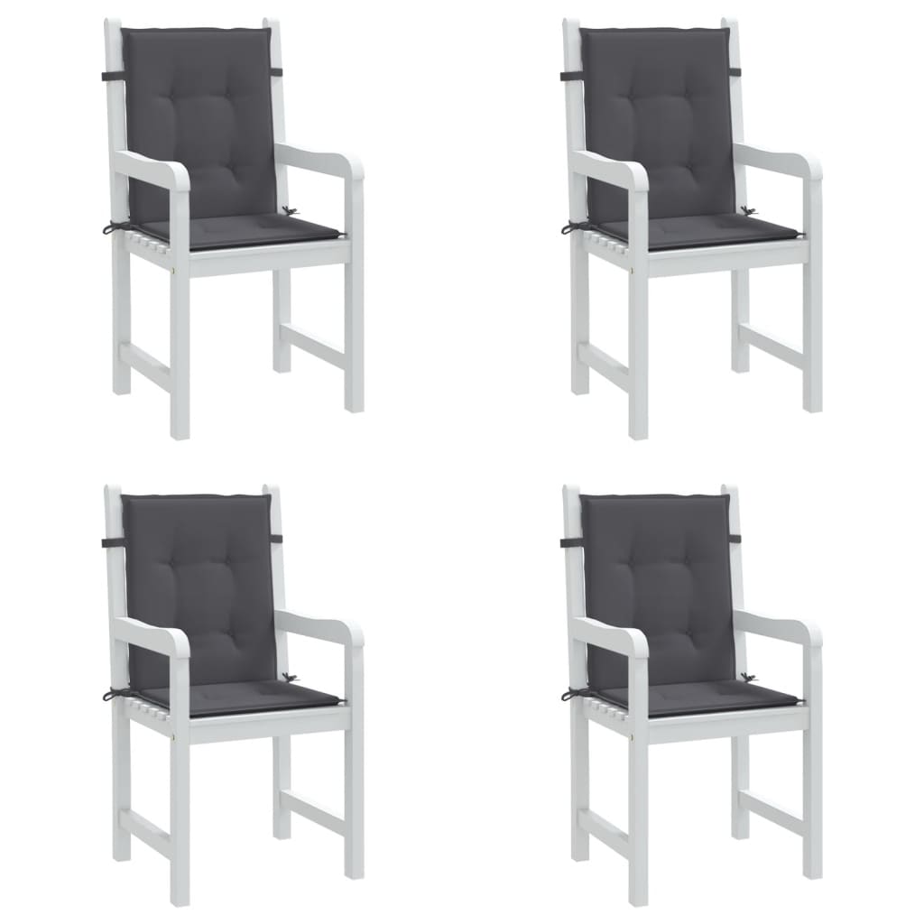 vidaXL Podušky na židli nízké opěradlo 4 ks antracitové