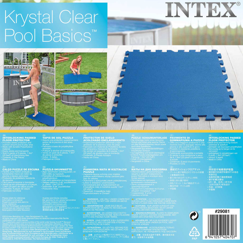 Intex Ochranné dlaždice na dno bazénu 8 ks 50 x 50 cm modré