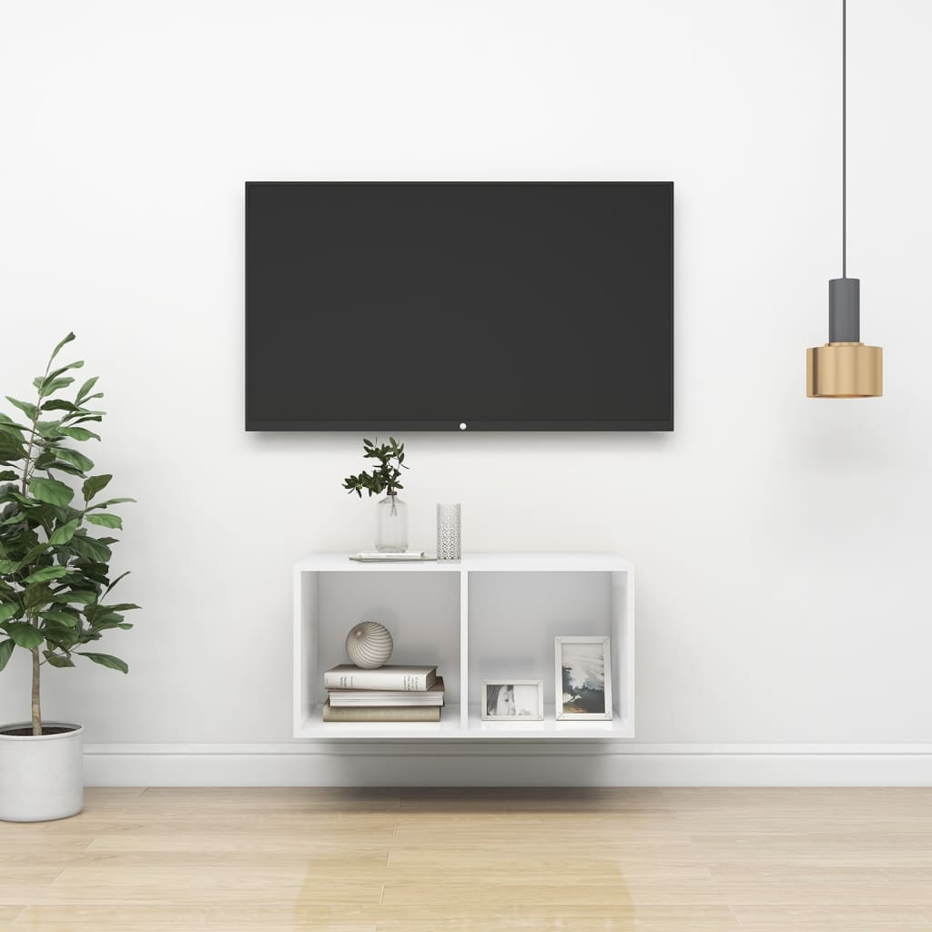 vidaXL Nástěnná TV skříňka bílá 37 x 37 x 72 cm dřevotříska