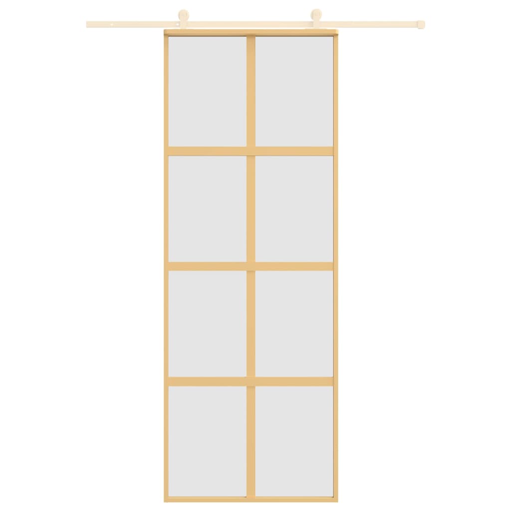 vidaXL Posuvné dveře zlaté 76 x 205 cm mléčné ESG sklo a hliník