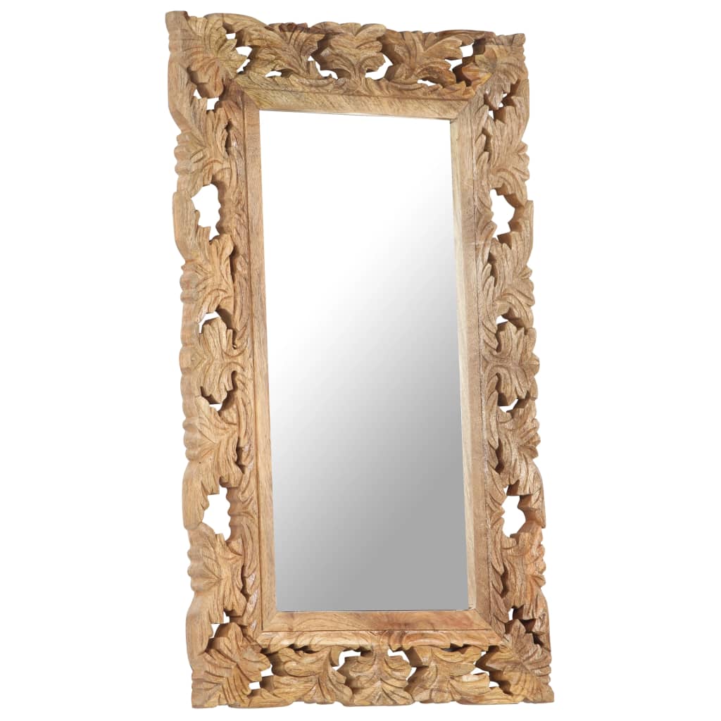 vidaXL Ručně vyřezávané zrcadlo hnědé 80 x 50 cm masivní mangovník