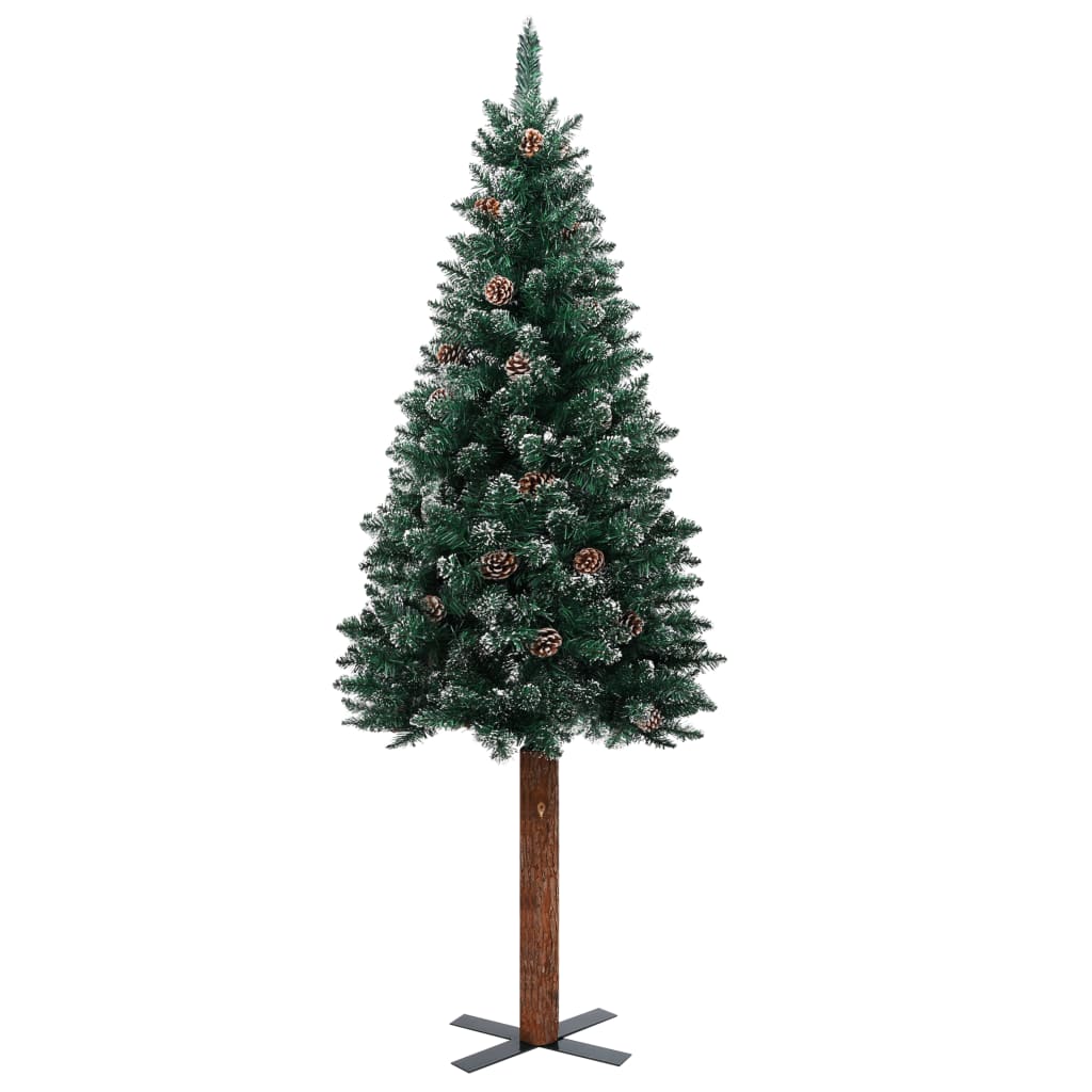 vidaXL Úzký vánoční stromek pravé dřevo a bílý sníh zelený 150 cm