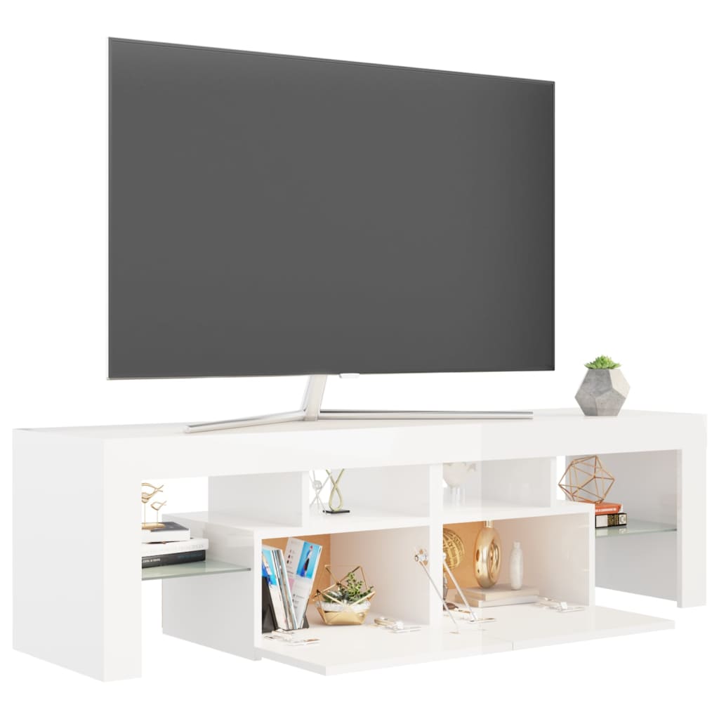 vidaXL TV skříňka s LED osvětlením bílá vysoký lesk 140x36,5x40 cm