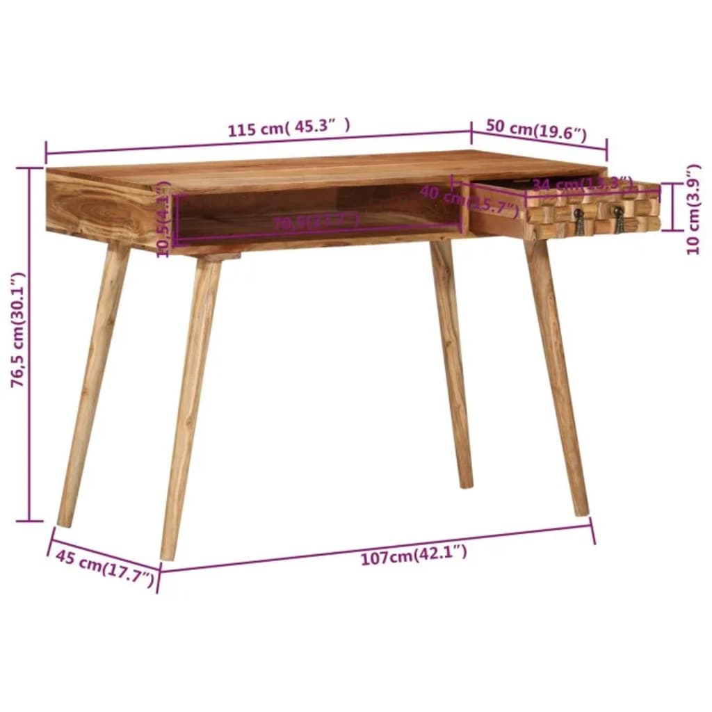 vidaXL Psací stůl 115 x 50 x 76 cm masivní akáciové dřevo