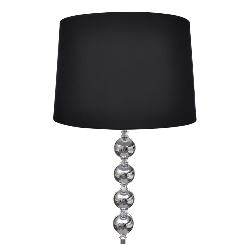 Stojací lampa s vysokým stojanem se 4 ozdobnými kuličkami, černá