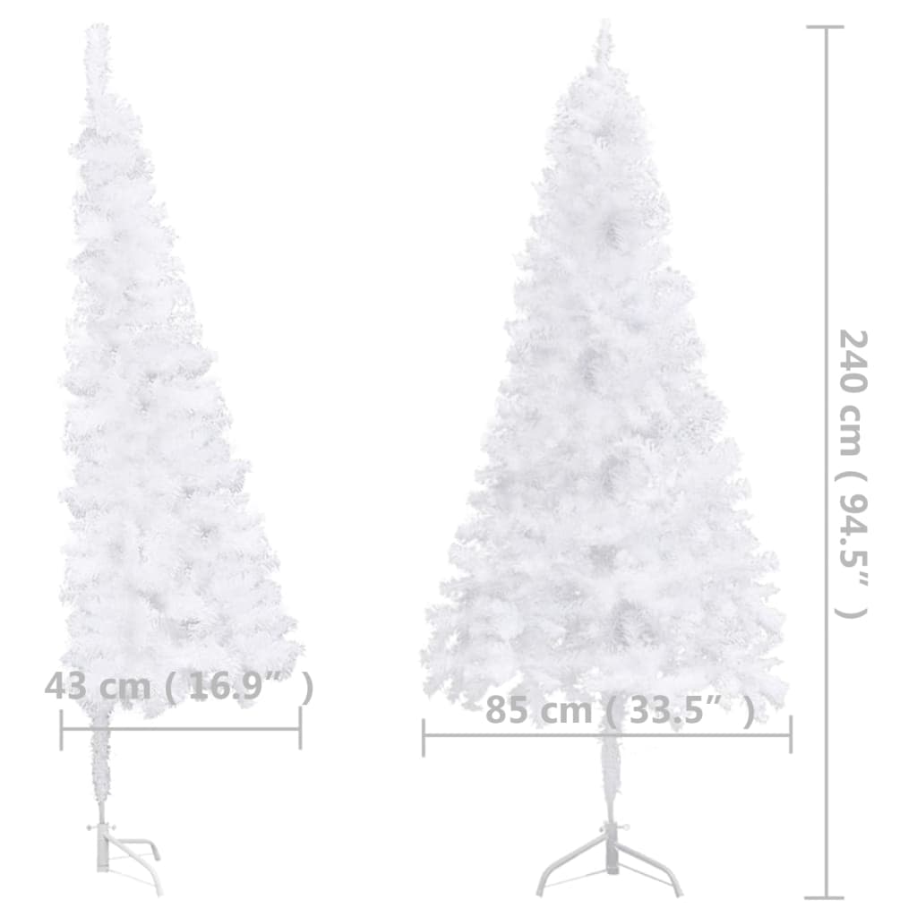 vidaXL Rohový umělý vánoční stromek s LED diodami bílý 240 cm PVC