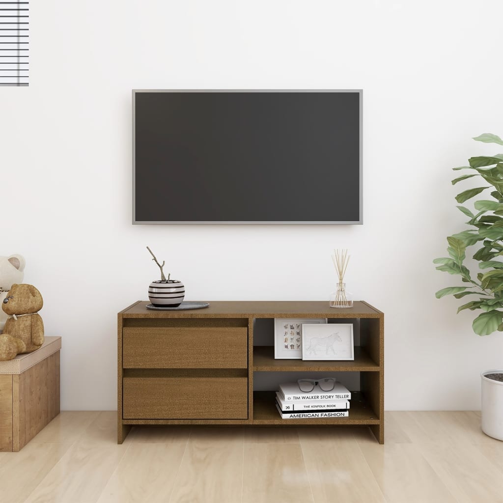 vidaXL TV stolek medově hnědý 80 x 31 x 39 cm masivní borové dřevo