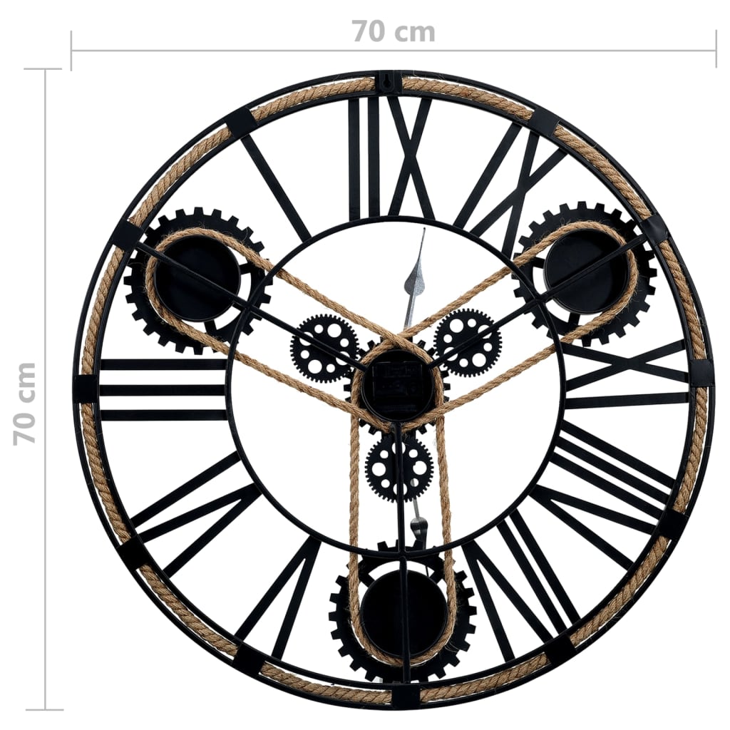 vidaXL Nástěnné hodiny černé 70 cm kov