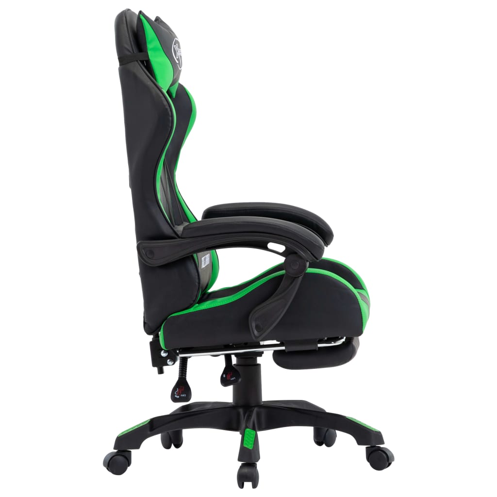 vidaXL Herní židle s podnožkou zelená a černá umělá kůže