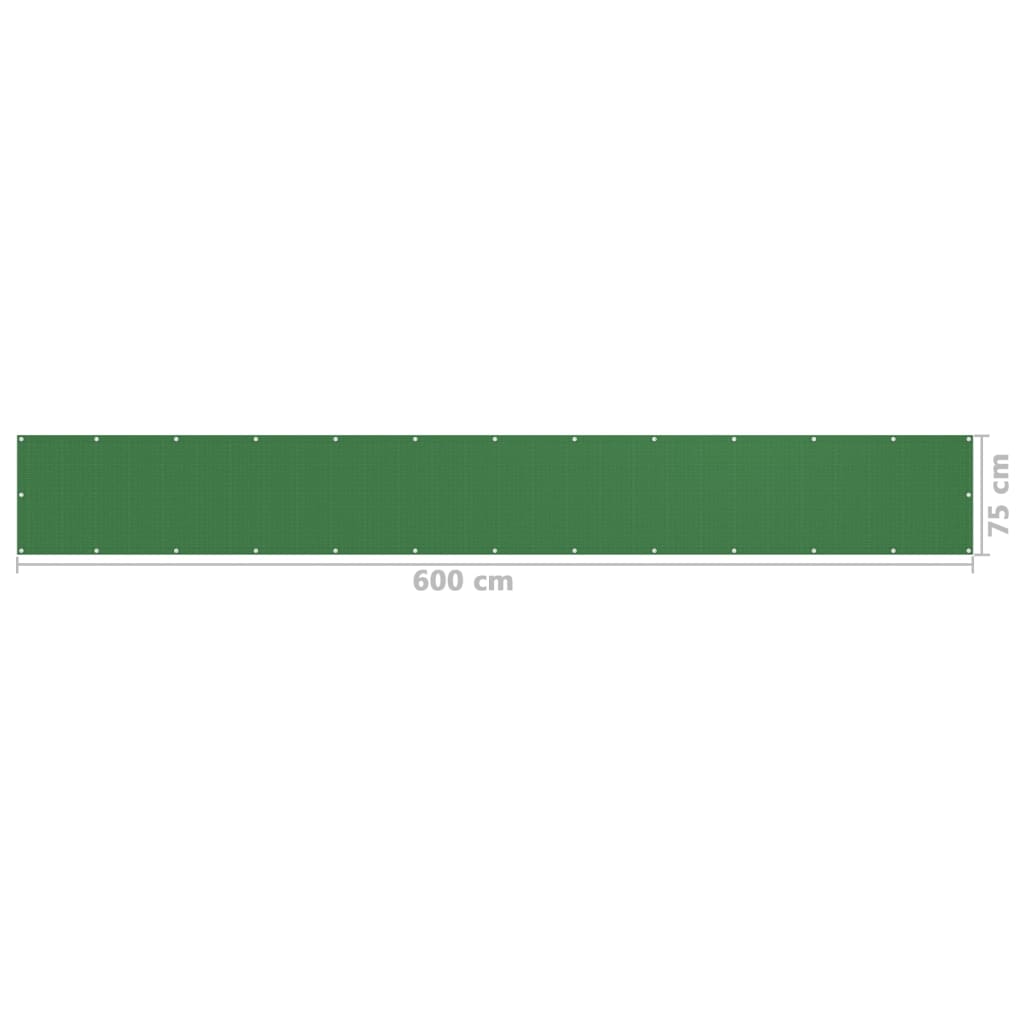 vidaXL Balkónová zástěna světle zelená 75 x 600 cm HDPE