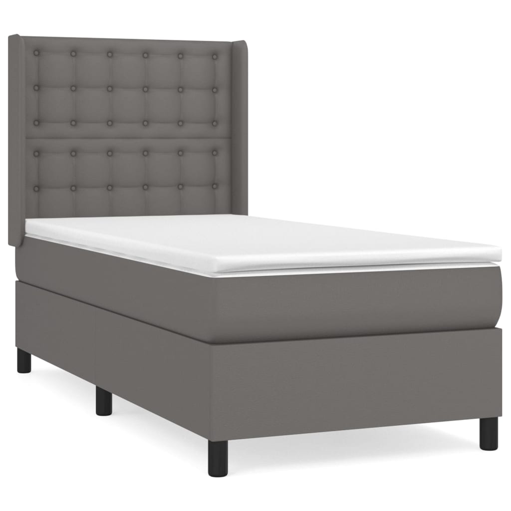 vidaXL Box spring postel s matrací šedá 100x200 cm umělá kůže