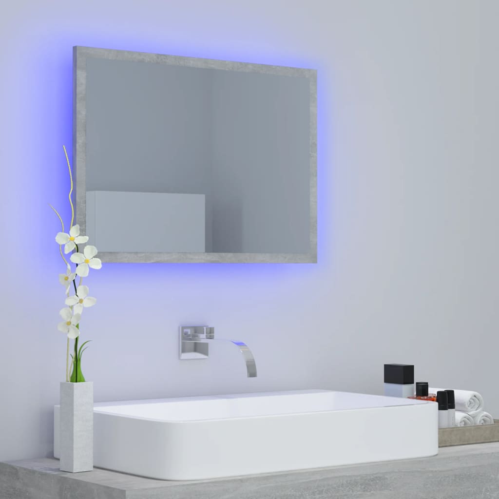 vidaXL LED koupelnové zrcadlo betonově šedé 60 x 8,5 x 37 cm akrylové