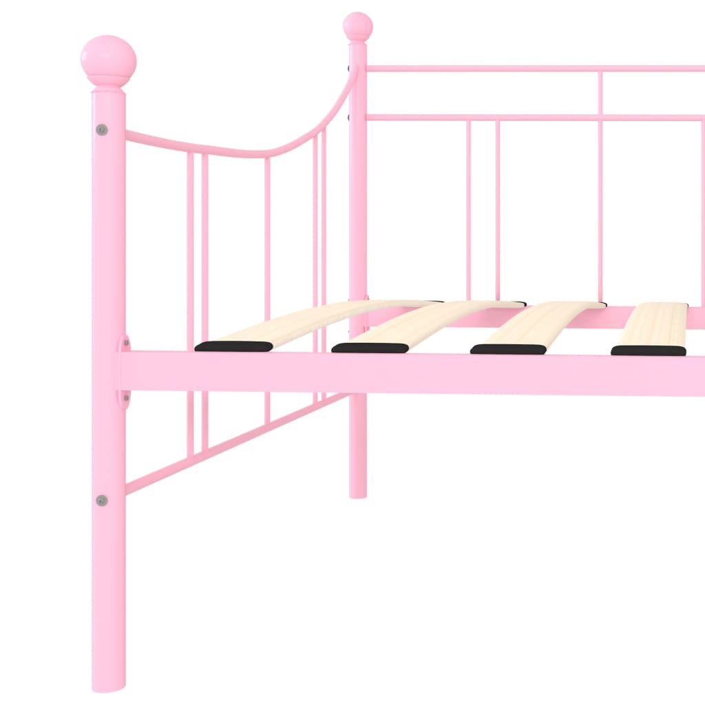 vidaXL Rám denní postele růžový kov 90 x 200 cm