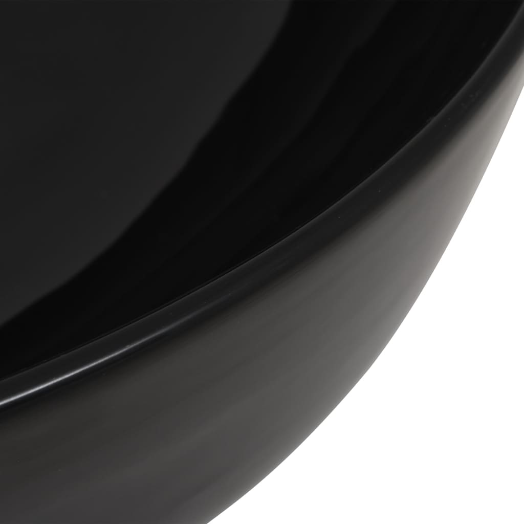 vidaXL Keramické umyvadlo kulaté černé 41,5 x 13,5 cm