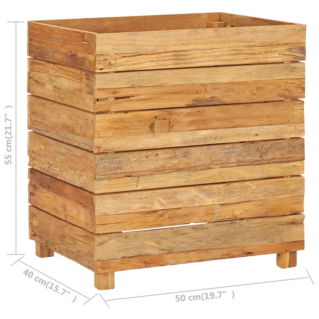 vidaXL Vyvýšený záhon 50 x 40 x 55 cm recyklované teakové dřevo a ocel
