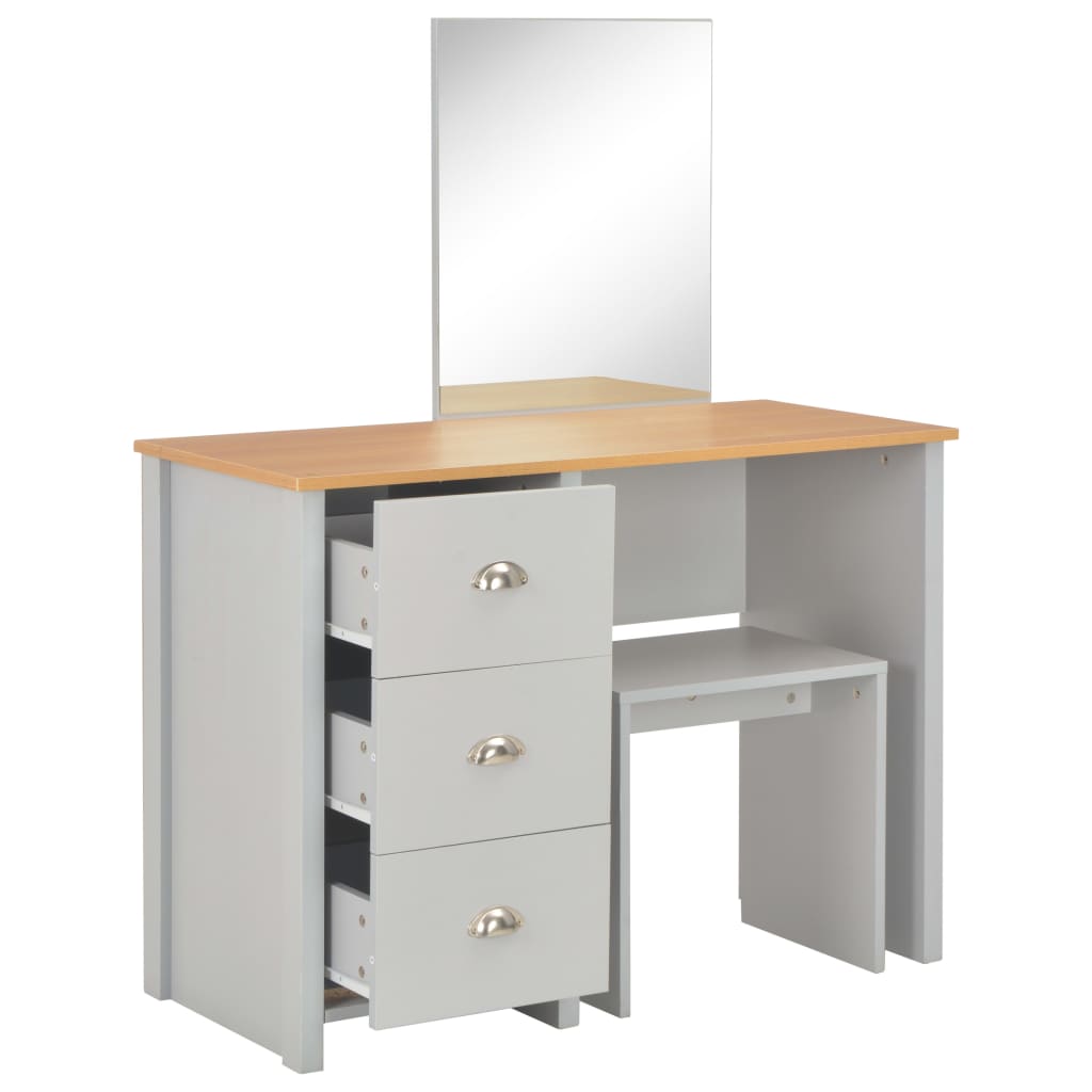 vidaXL Toaletní stolek se zrcadlem a stoličkou šedý 104 x 45 x 131 cm
