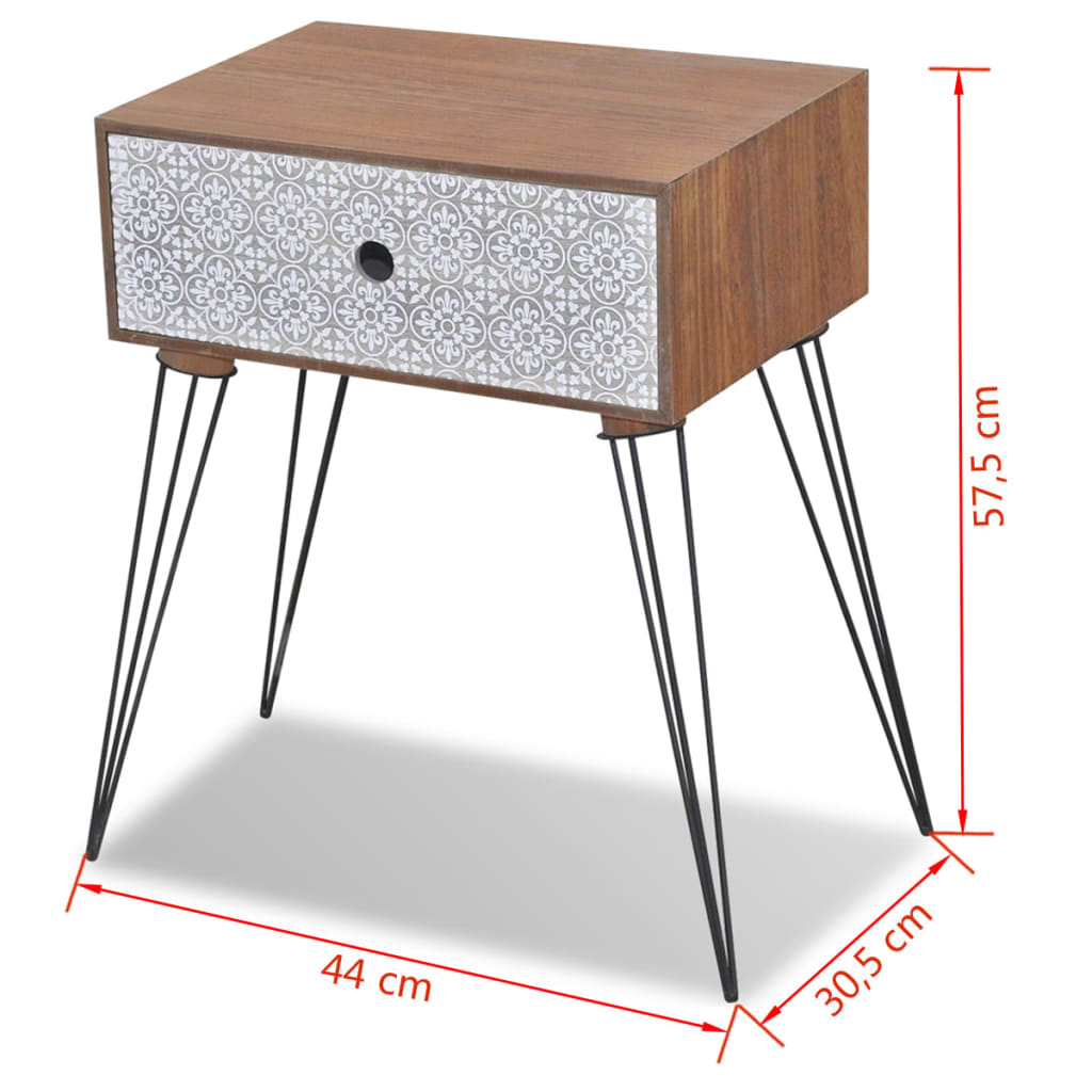 vidaXL Noční stolek s 1 zásuvkou obdélníkový hnědý