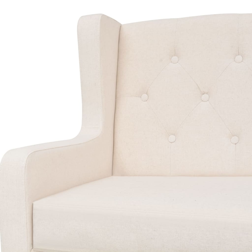 vidaXL Trojmístná sedačka, textilní čalounění, krémově bílá