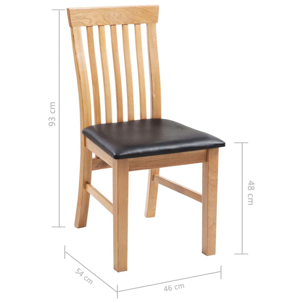 vidaXL Jídelní židle 2 ks masivní dubové dřevo a umělá kůže