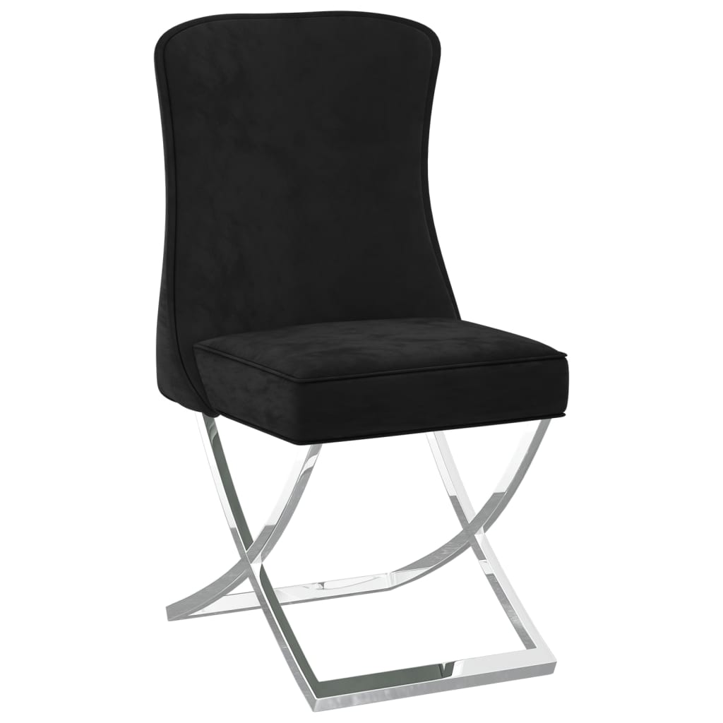 vidaXL Jídelní židle černá 53 x 52 x 98 cm samet a nerezová ocel