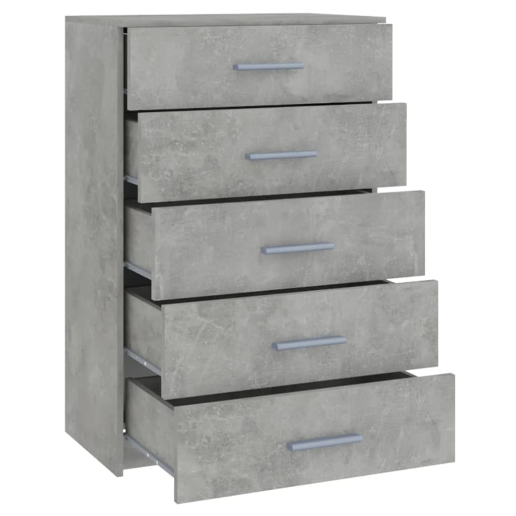vidaXL Komoda se zásuvkami betonově šedá 71 x 35 x 108 cm dřevotříska